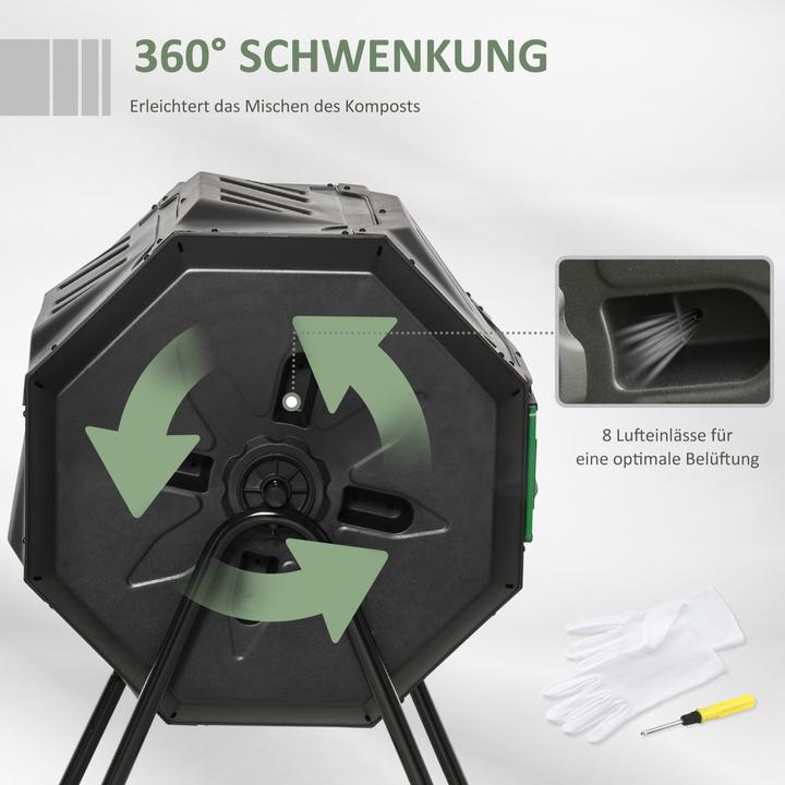 Produktbild Outsunny Komposttrommel mit 2 Kammern (160 l)