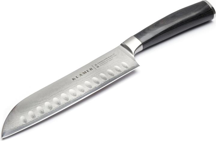 KLAMER Santoku Damastmesser 18 cm Kochmesser (18 cm)