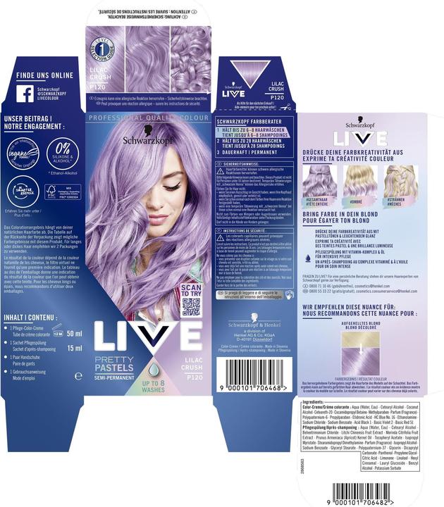 Actual product image Schwarzkopf Live Pretty Pastels (P120 Lilac Crush)