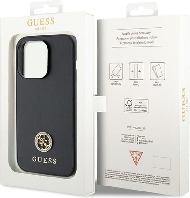 Produktbild Guess GUHCP15LPS4DGPK iPhone 15 Pro 6.1" czarny/black hardcase Strass Metal Logo (Apple iPhone 15 Pro)
