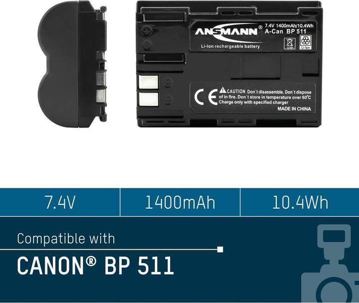 Actual product image Ansmann Canon BP-511 (Rechargeable battery)