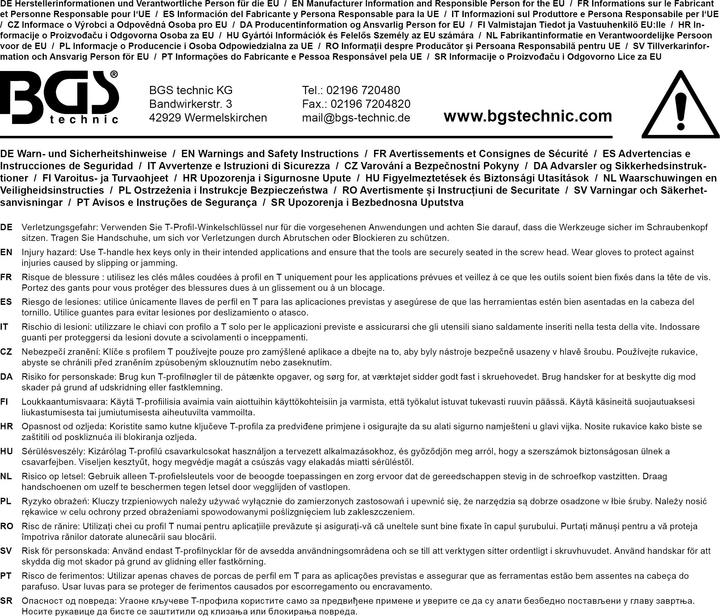 BGS Einlage 1/3: Winkelschlüssel-Satz, extra lang T-Profil (für Torx) mit Bohrung, Innensechskant