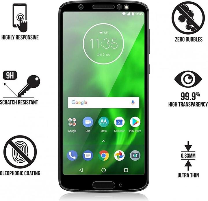 Actual product image Screenguard Motorola Moto G6 Plus Full Screen Protective Glass Film 2.5D 9H (1 Piece, Motorola Moto G6 Plus)