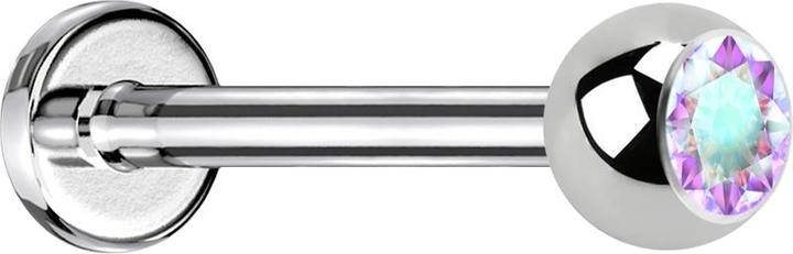 Produktbild Star Piercing Micro Labret silber mit Kugel Kristall multcolor (Chirurgenstahl 316L, ohne Messing)
