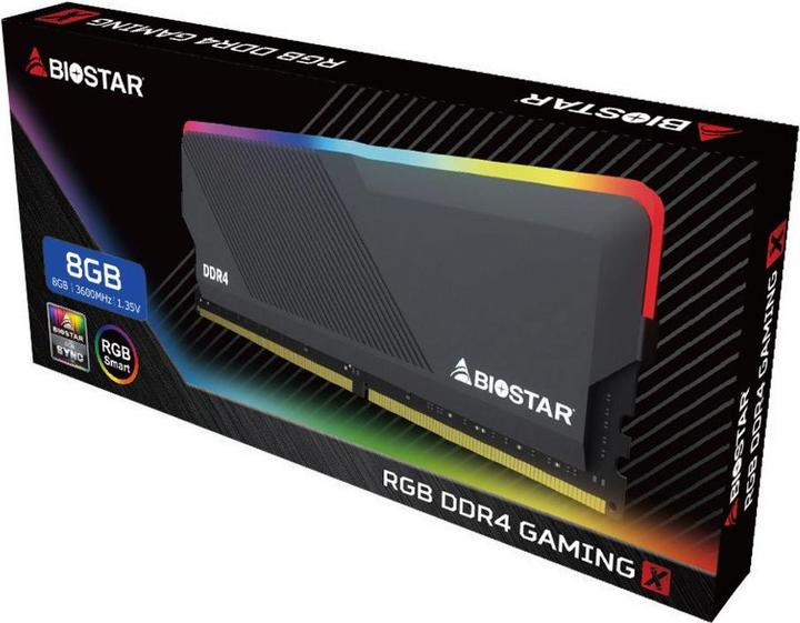 Actual product image Biostar RGB DDR4 GAMING X memory module 8 GB 1 x 8 GB 3600 MHz (1 x 8GB, 3600 MHz, DDR4-RAM, DIMM)