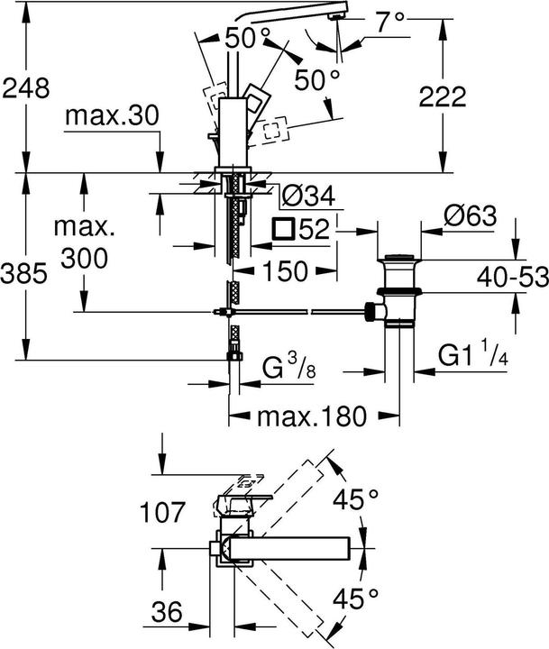 Produktbild Grohe Eurocube Einhand-Waschtischbatterie L-Size