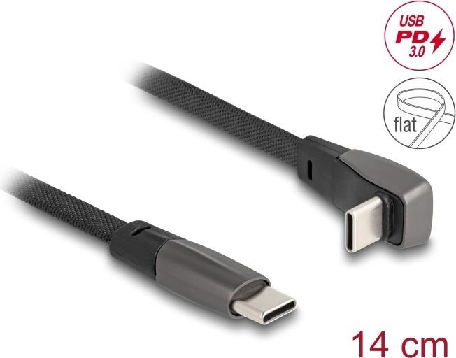 Image du produit Delock Câble plat USB 2.0 USB Type-C mâle vers USB Type (0.14 m, USB 2.0)