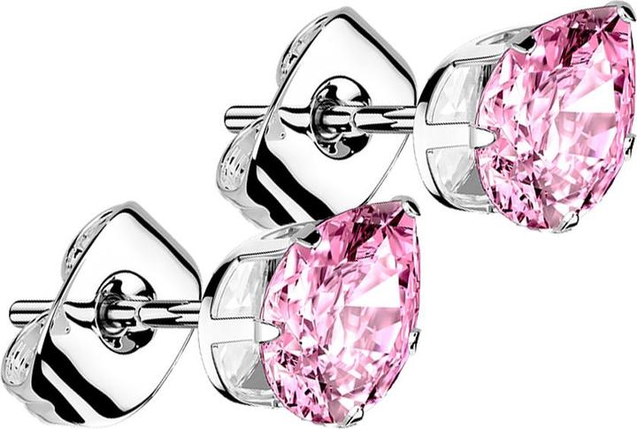 Produktbild Star Piercing Ohrstecker silber mit Tropfen Kristall pink (ohne Messing, Chirurgenstahl 316L)