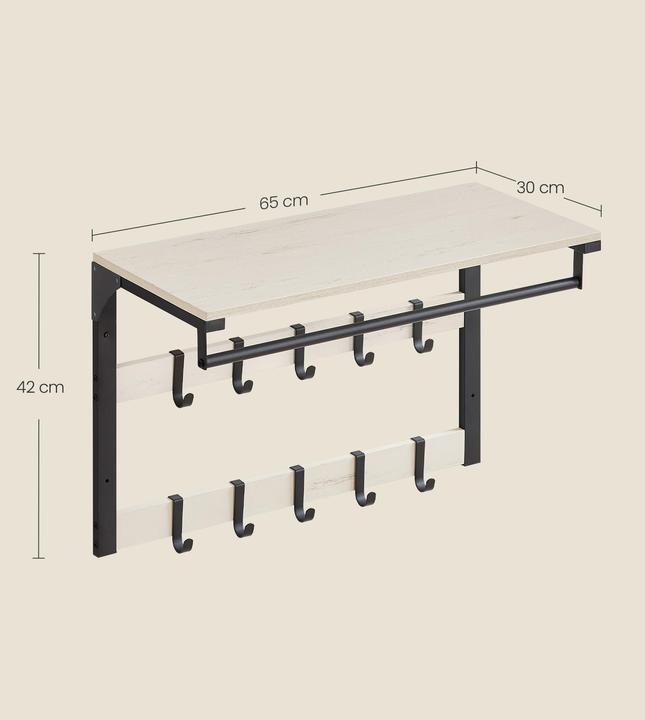 Actual product image Vasagle Wandgarderobe 10 Haken 65 cm x 42 cm