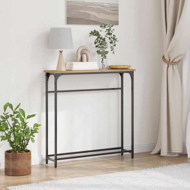 Actual product image VidaXL Artisan oak console table 75x19.5x75 cm made of wood-based material and steel