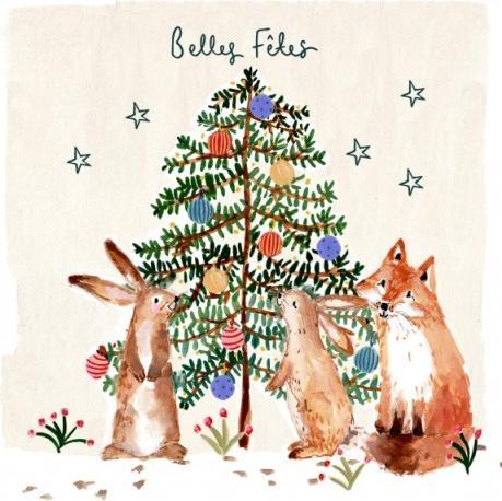 Actual product image Louise Mulgrew Christmas card box - Belles Fêtes - Christmas tree with forest animals (10 pcs.)