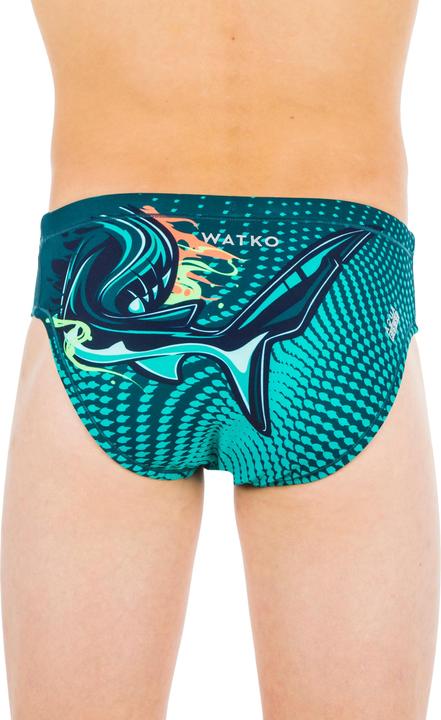 Immagine prodotto Watko Badehose Slip Wasserball Jungen - 500 Shark dunkelblau/türkis (12, 13, 14)