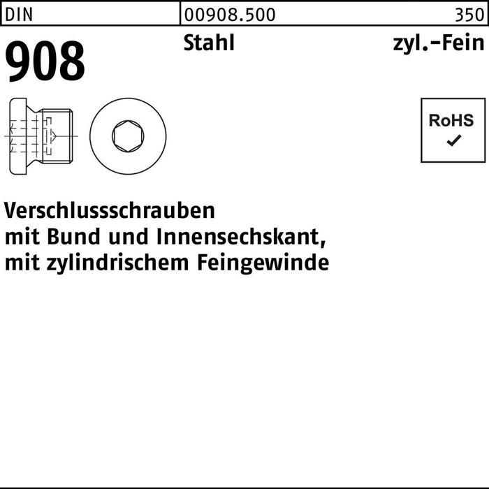 Produktbild Verschlussschraube DIN 908 m.Bund/Innen-6-kant M 30 x 2 Stahl