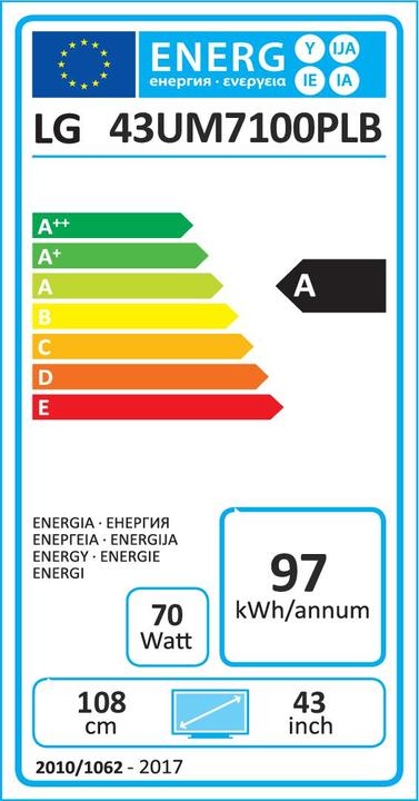 Energy Label LG 43UM7100 (43", LCD, 4K, 2019)