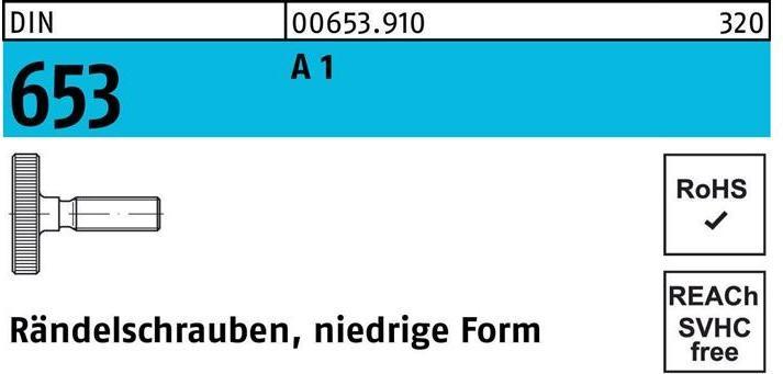 Produktbild Rändelschraube DIN 653 niedrige Form M 5 x 20 A 1 A 1 (10 Schrauben pro Stück)