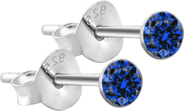 Produktbild Star Piercing Ohrstecker rund aus 925 Sterlingsliber mit Kristall dunkelblau (925 Sterlingsilber, ohne Messing)