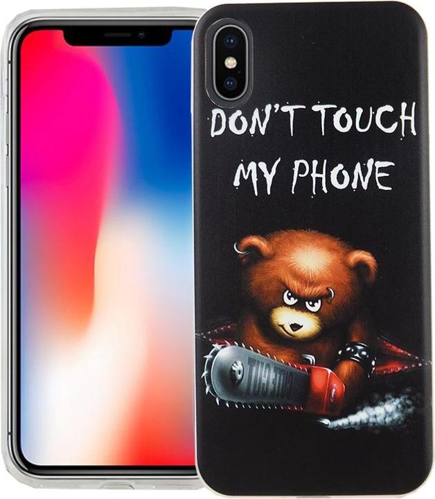 Produktbild König Design Handy Hülle für Apple iPhone X Bär Dont Touch Tasche Cover Motiv Slim Case Etui (Apple iPhone X)