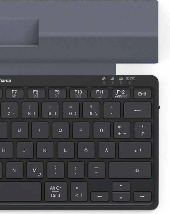 Produktbild Hama Multi-Device-Tastatur Travel 600, Hülle, Bluetooth®, klein, SW, QWERTZ DE (00125138) (DE, Kabellos)