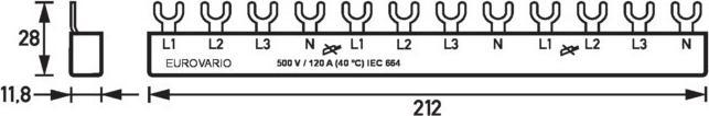 Productafbeelding Doepke Busbar 4ph. EV-SG4.12.120 Vorkschoen 120A,12 TE EV-SG4.12.120