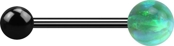Produktbild Star Piercing Micro Barbell schwarz mit Kugel und Kugel Opal grün (Chirurgenstahl 316L, ohne Messing)