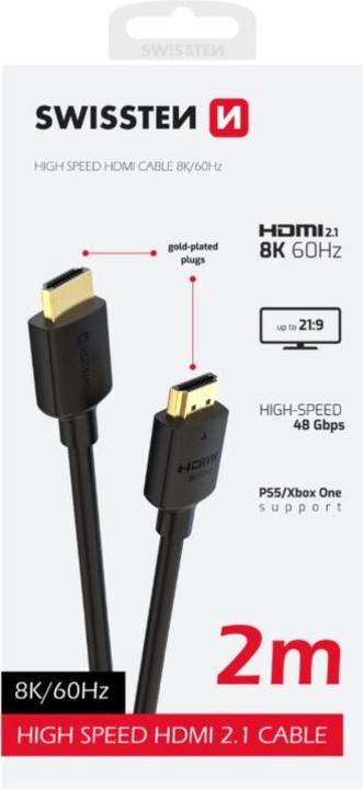Actual product image Swissten Cable HDMI To HDMI 8K 60Hz 2.0 M PVC (2 m, HDMI)
