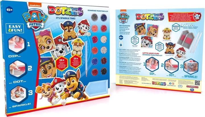Image du produit Diamond Dotz DOTZIES® Original Diamond Painting Set Paw Patrol avec 6 motifs : 3 tableaux 15x15cm, 3