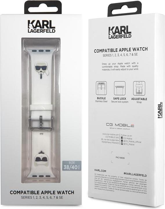 Immagine prodotto Karl Lagerfeld Cinturino KLAWMSLCKW Apple Watch 38/40/41mm bianco/bianco Silicone Karl & Choupet (38 mm, 40 mm, 41 mm, Silicone)