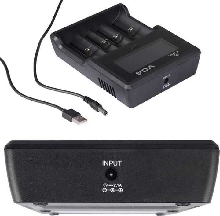 Immagine prodotto AccuCell Batteria Panasonic 18650 agli ioni di litio e caricatore rapido 4x agli ioni di litio (1 pz., 18650, 3400 mAh, Batteria + Caricabatterie)
