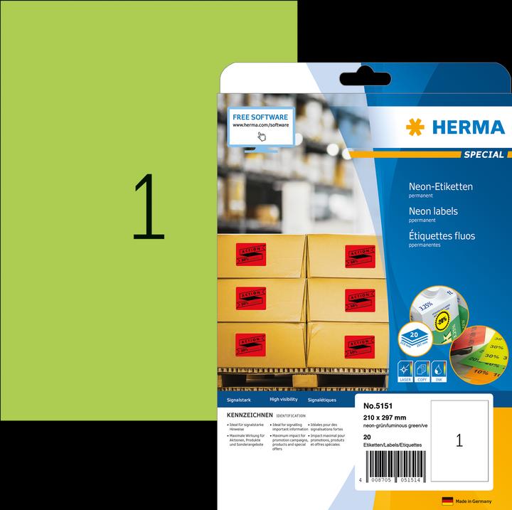 Image du produit HERMA Étiquettes fluo A4
