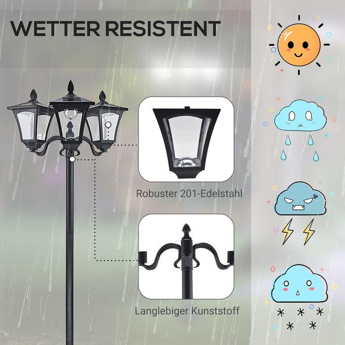 Produktbild Swisshandel24 Solar Gartenlaterne mit 3 flammig Laterne Solarlaterne Wegleuchte mit LED 120 Lumen IP44 201 Edelsta (120 lm, IP44)