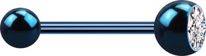 Image du produit Star Piercing Micro Barbell bleu foncé avec boule et cristal de boule argenté (Acier chirurgical 316L, sans laiton)
