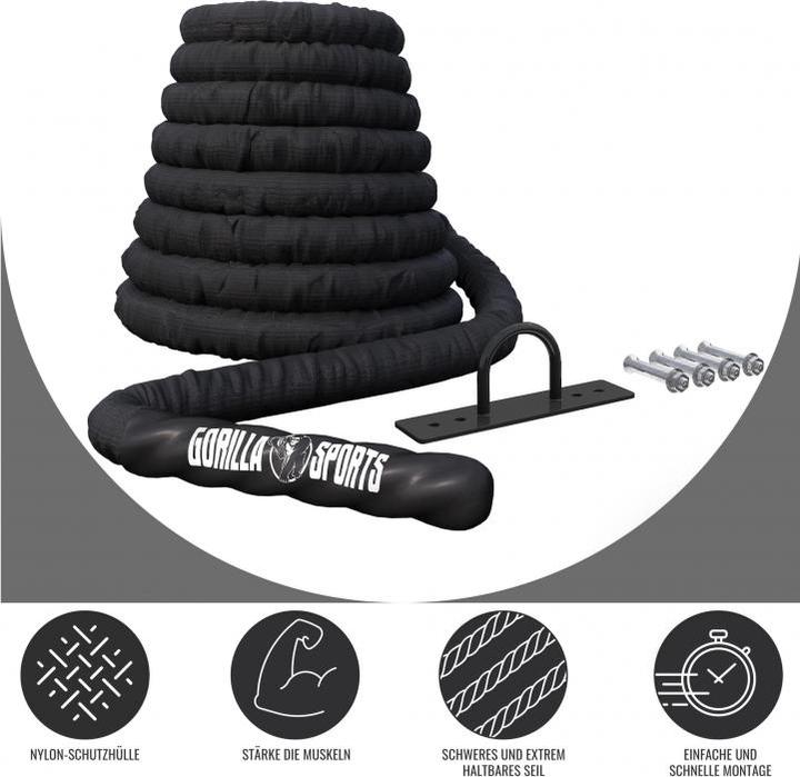 Actual product image Gorilla Sports Battle Rope in various lengths and thicknesses. Lengths and thicknesses
