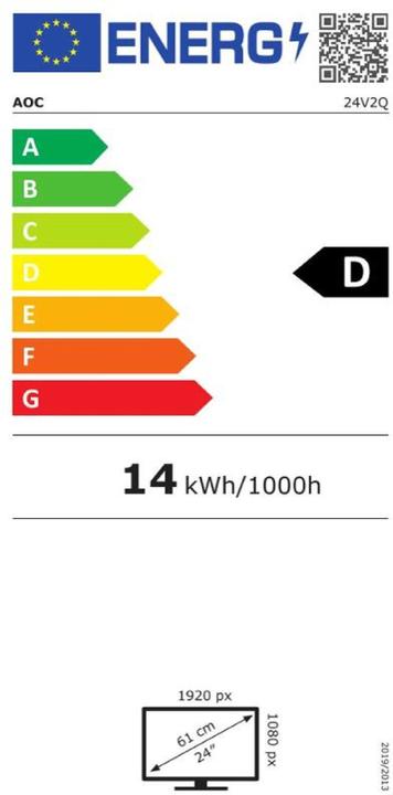 Label énergétique AOC 24v2q (1920 x 1080 pixels, 24")