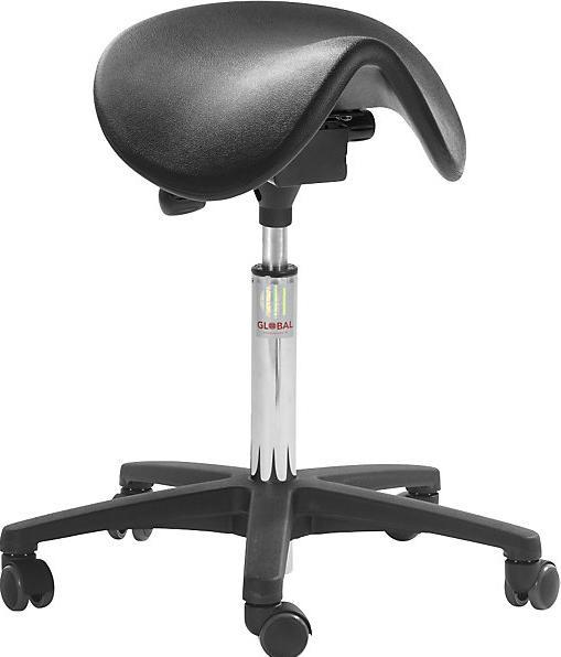 Actual product image kaiserkraft Saddle stool, tilting seat with castors, seat height 580 - 770 mm, PU foam.