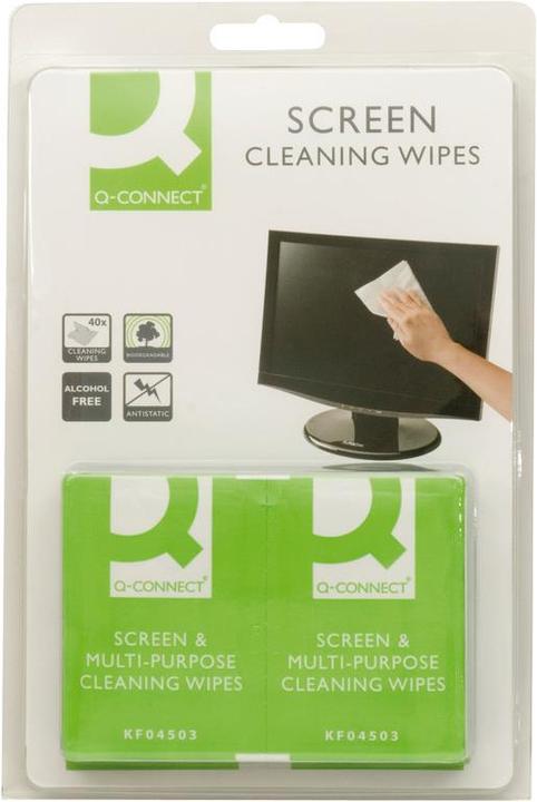Q-Connect Bildschirm Reinigungstücher einzeln verpackt (40 x)