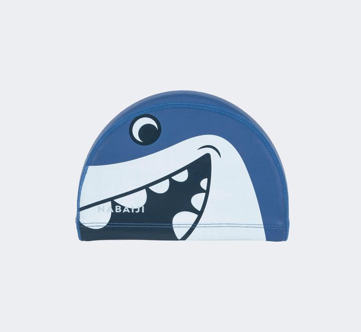 Actual product image Nabaiji Swimming cap fabric coated print size S - Shark blue