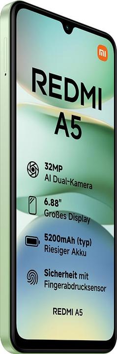 Actual product image Xiaomi Redmi A5 4G Dual Sim 4GB RAM 128GB - Lake Green (128 GB, Lake Green, 6.88", Dual SIM, 32 Mpx, 4G)