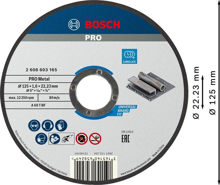Produktbild Bosch Professional Zubehör PRO Metal Trennscheibe, 125 x 1,6 x 22,23 mm