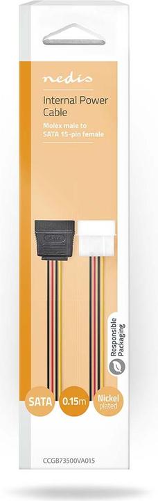 Produktbild Nedis Interne Stromkabel | Molex Stecker | SATA 15-Pin-Buchse | Vergoldet | 0.15 m | Rund | PVC | Me