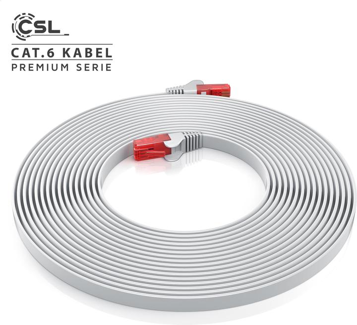 Immagine prodotto CSL Cavo di rete piatto - Cavo Ethernet Gigabit Lan RJ45 (UTP, CAT6, 15 m)