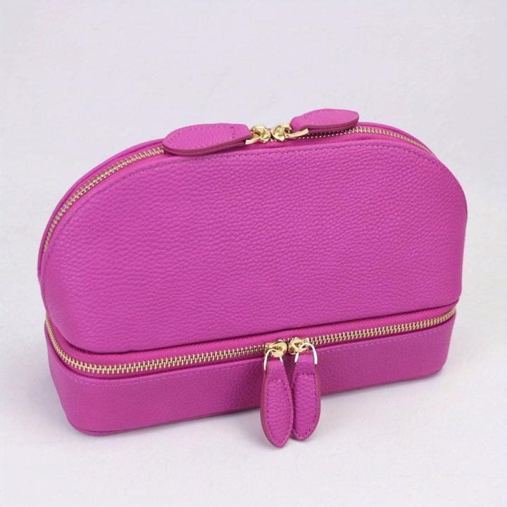 Only-Bags.Store Grosse Kapazität Double Layer Makeup Tasche, Schmuck-Box solide Farbe PU-Leder modische Shell-Typ