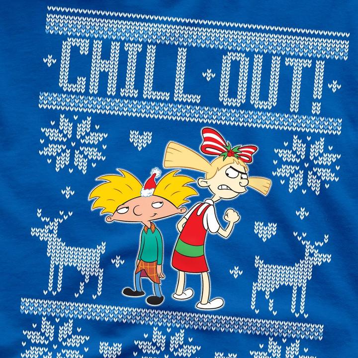 Actual product image Hey Arnold! Mens Chill Out Arnold & Helga Christmas Jumper T-Shirt (3XL)