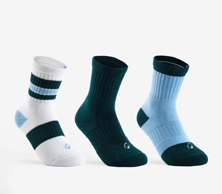Image du produit Decathlon Chaussettes De Sport Enfant Hautes Rs 500 Blanc Bleu Lot De 3 (31, 34)
