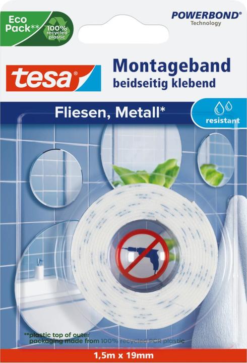 Produktbild tesa Powerbond doppelseitiges Montageband für Fliesen & Metall (19 mm)