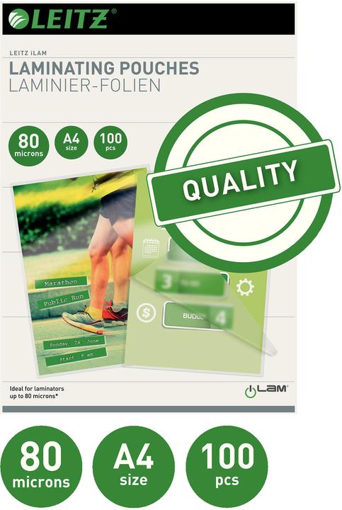 Actual product image Leitz Laminating pouches (A4, 100 Piece, 80 µm)