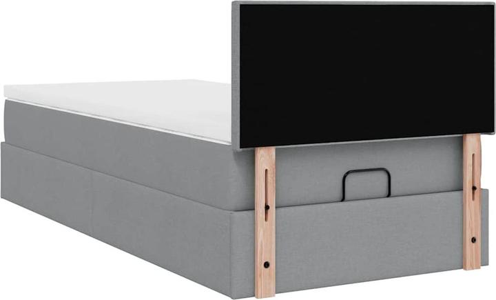 Image du produit VidaXL Ottoman-lit avec matelas Gris clair 90x190 cm Tissu (90 x 190 cm)