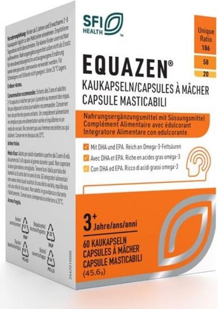 Valeurs nutritives et ingrédients Equazen IQ Equazen Kaukapseln/Capsules à mâcher/Capsule masticabili Ds 180 Stk (180 pièce(s), Cachets, 190 g)