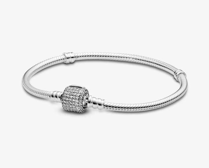 Actual product image Pandora Bracelet with ball clasp (19 cm, Silver)