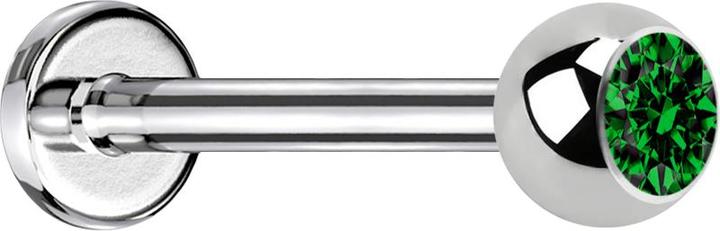Produktbild Star Piercing Micro Labret silber mit Kugel Kristall grün (ohne Messing, Chirurgenstahl 316L)