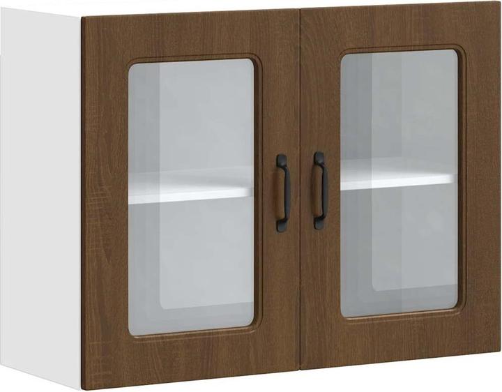 Image du produit VidaXL Armoire de cuisine suspendue avec porte vitrée Kalmar brun imitation chêne (80 x 31 x 60 cm)